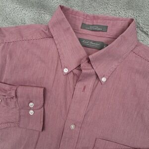 Cremieux Men's Long Sleeve‎ Button Front Shirt Size Large Micro check red/white